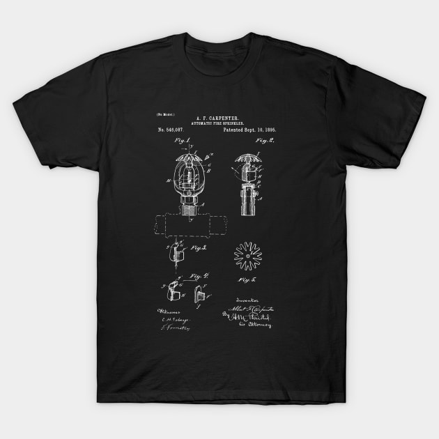 Automatic Fire Sprinkler patent 1895 fire Alarm and Fireman Gift T-Shirt by Anodyle